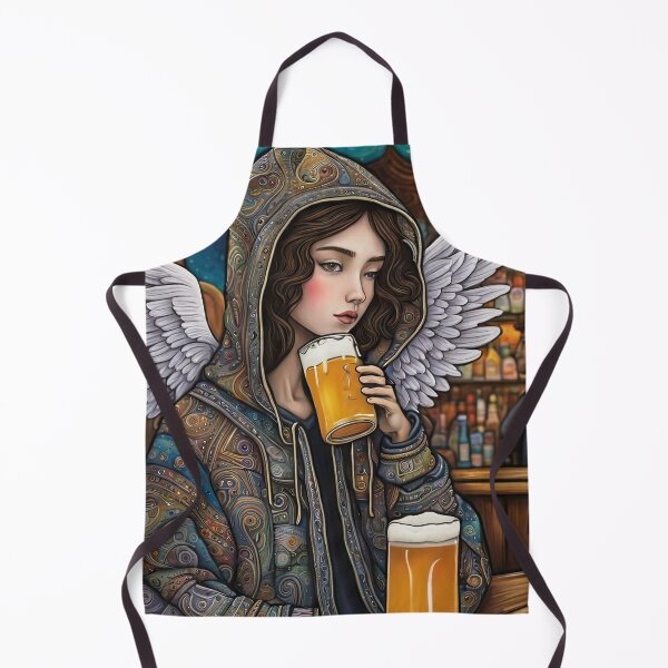 Item preview, Angel with wings wearing a hoodie drinking Beer in a Bar designed and sold by Colin Bentham.