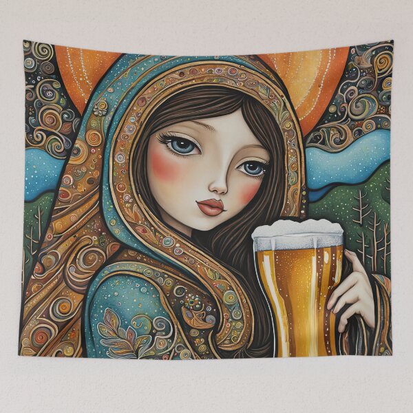Item preview, Angel with wings wearing a hoodie drinking Beer in a Bar designed and sold by Colin Bentham.