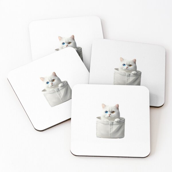 Item preview, Cute White Cat with Odd Eyes in Pocket designed and sold by Click & Grab.