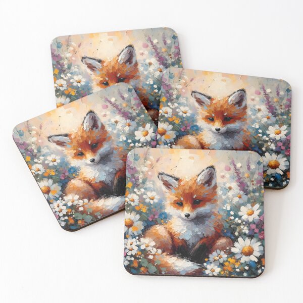 Item preview, Fox Cub Surrounded by Wild Blossoms designed and sold by Chic_Clip_Craft.