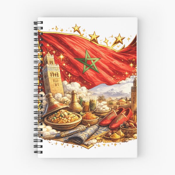 Item preview, Morocco Pride Emblem – Golden Stars Moroccan Flag Art designed and sold by K2M.