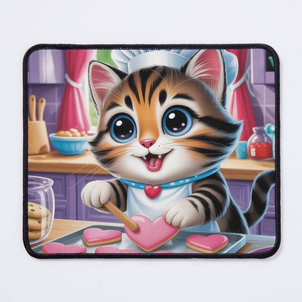 Item preview, Cute Cat Baking Heart Cookies designed and sold by CuteAnimalAura.