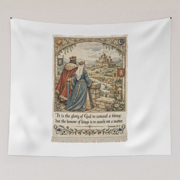 Item preview, Proverbs 25:2 Medieval Tapestry Wall Art, King and Queen Overlooking the Kingdom, Christian Scripture Quote Decor, Faith Inspired Castle Kingdom Print, Biblical Wisdom Gift designed and sold by TerScott.