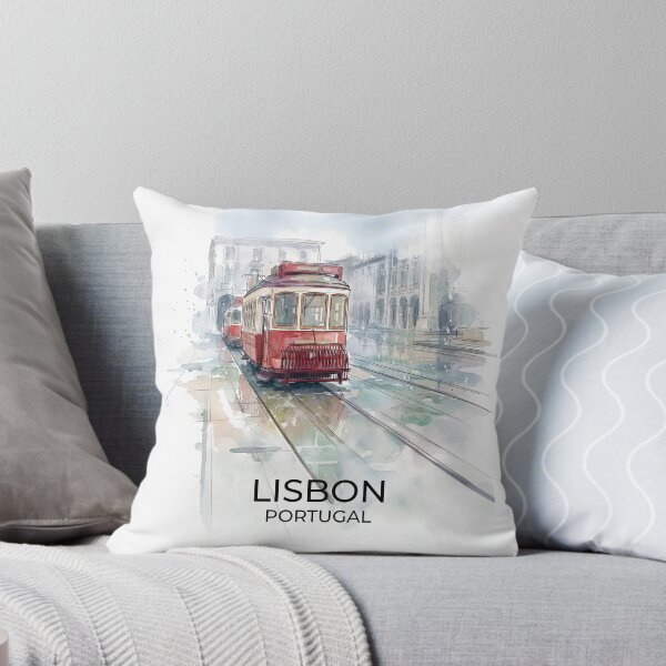 Item preview, Vintage Red Tram – Lisbon, Portugal with text designed and sold by clausbjoern.