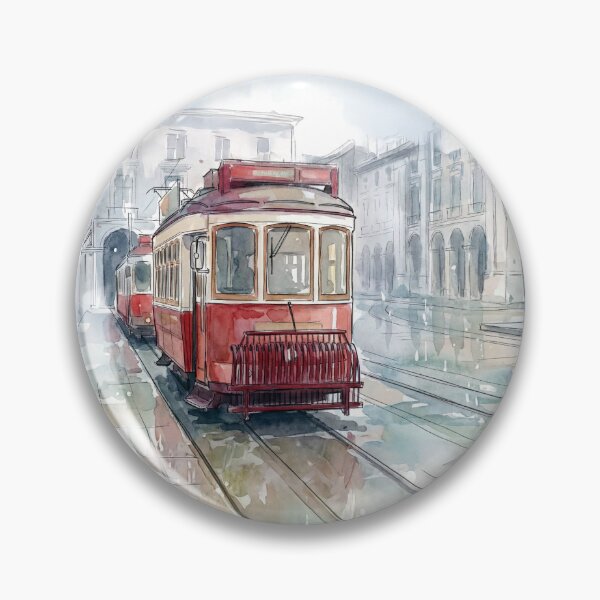 Item preview, Vintage Red Tram – Lisbon, Portugal with text designed and sold by clausbjoern.