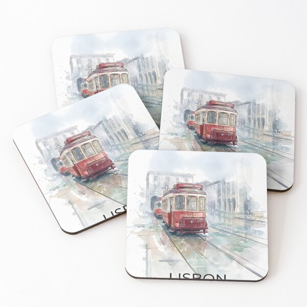 Item preview, Vintage Red Tram – Lisbon, Portugal with text designed and sold by clausbjoern.