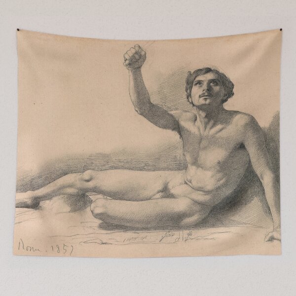 Item preview, Study of a Male Nude by Edgar Degas: Classical Academic Figure Drawing designed and sold by artofuniverse.