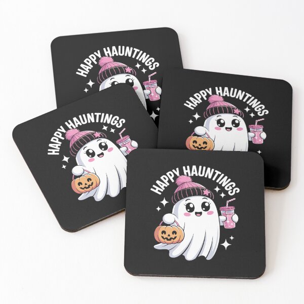 Item preview, Cute Ghost Drinking Coffee Halloween Ghost Ice Coffee Womensq designed and sold by MarkLeedsArt.