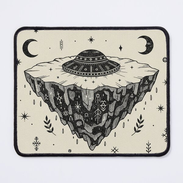 Item preview, Greenland Mystic UFO Floating Island Vintage Line Art designed and sold by zzz888.