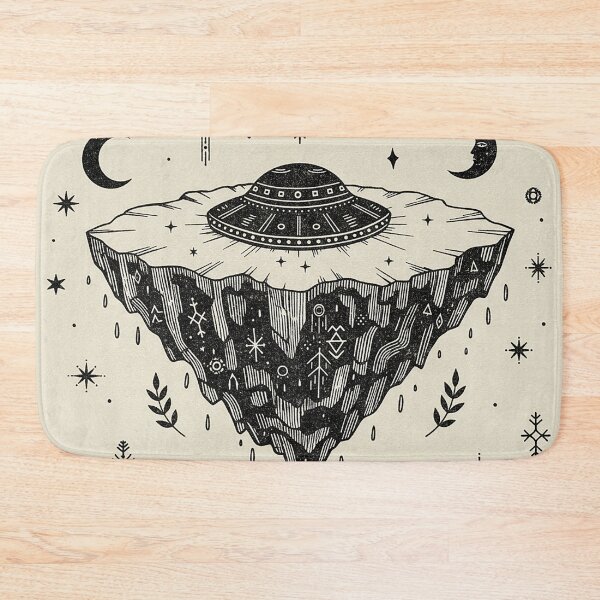 Item preview, Greenland Mystic UFO Floating Island Vintage Line Art designed and sold by zzz888.
