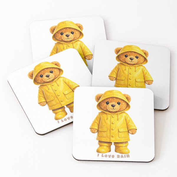 Item preview, Cute Teddy Bear in Yellow Raincoat - Rainy Day Vibes designed and sold by CuteBear87.