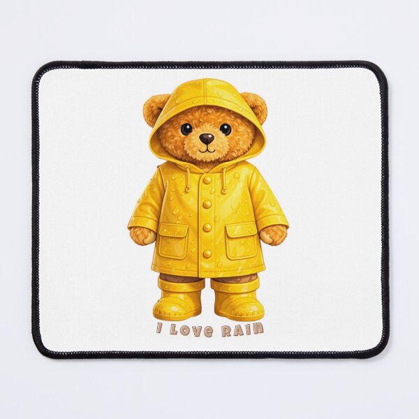 Item preview, Cute Teddy Bear in Yellow Raincoat - Rainy Day Vibes designed and sold by CuteBear87.