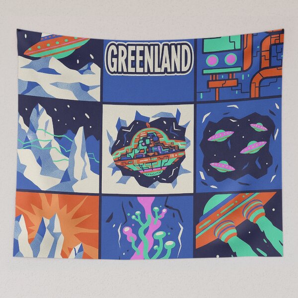 Item preview, Greenland Arctic Alien Base Retro Sci-Fi Grid designed and sold by zzz888.