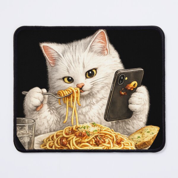Item preview, Cat Eating Pasta Meme designed and sold by origin-arthouse.