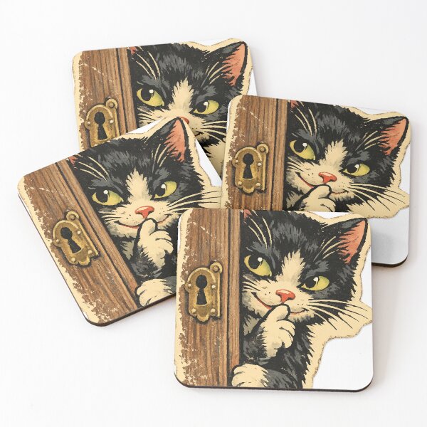 Item preview, intage Tuxedo Cat Shushing designed and sold by kadryshop.