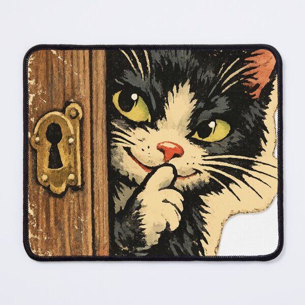 Item preview, intage Tuxedo Cat Shushing designed and sold by kadryshop.