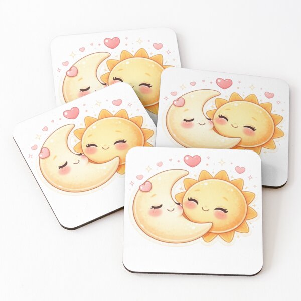 Item preview, Cute Sun and Moon Couple – Kawaii Cosmic Love Illustration designed and sold by MysticPurpleHue.