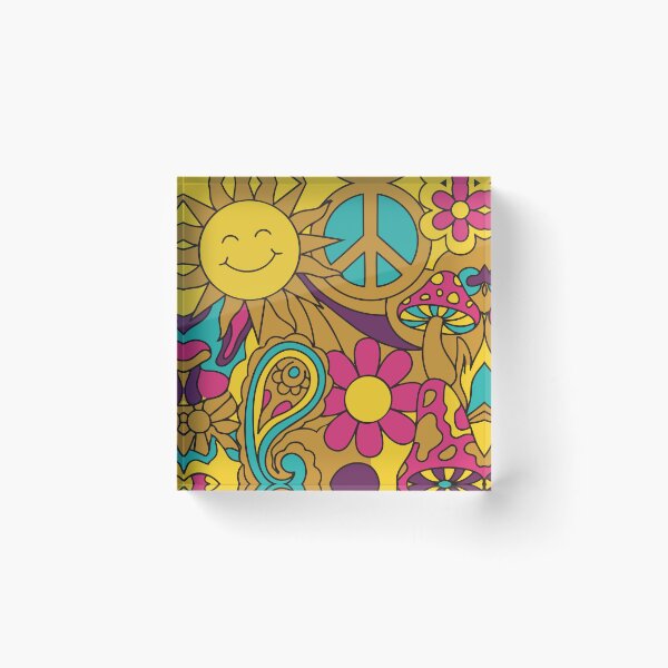 Item preview, Retro Summer of Love Psychedelic Sun & Mushroom Art designed and sold by Far Out Goods.