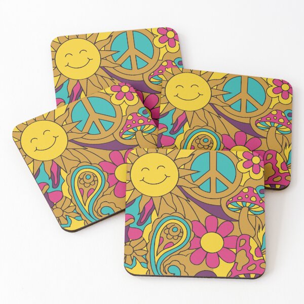 Item preview, Retro Summer of Love Psychedelic Sun & Mushroom Art designed and sold by Far Out Goods.