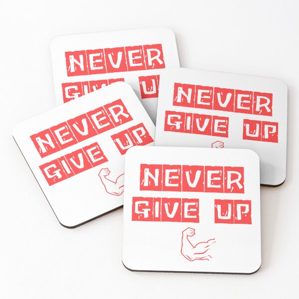 Item preview, Never Give Up – Red Bold Motivational Quote Typography Design designed and sold by NilofaDesigns.