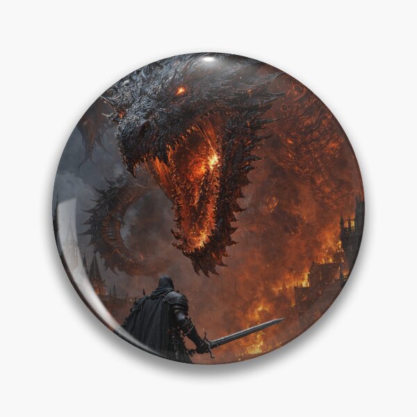 Item preview, Infernal Dragon Over Burning Kingdom – Dark Epic Fantasy Art designed and sold by DrakariArt.