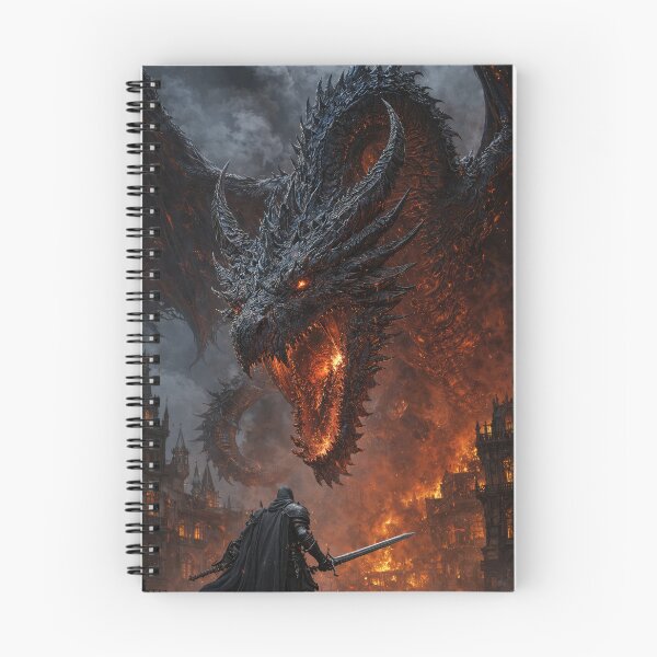 Item preview, Infernal Dragon Over Burning Kingdom – Dark Epic Fantasy Art designed and sold by DrakariArt.