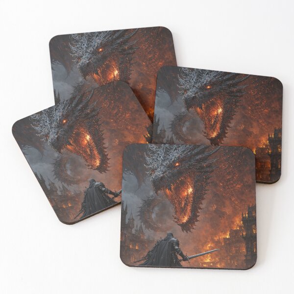 Item preview, Infernal Dragon Over Burning Kingdom – Dark Epic Fantasy Art designed and sold by DrakariArt.