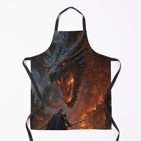 Item preview, Infernal Dragon Over Burning Kingdom – Dark Epic Fantasy Art designed and sold by DrakariArt.