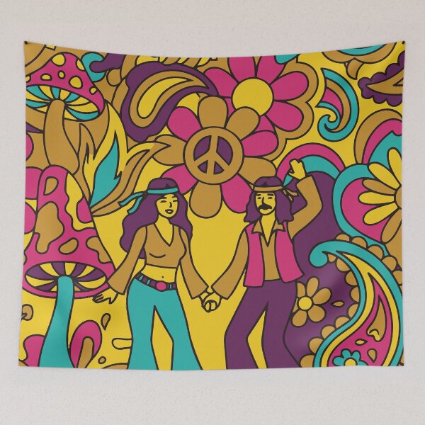 Item preview, Groovy 70s Festival Couple Psychedelic Hippie Art designed and sold by Far Out Goods.