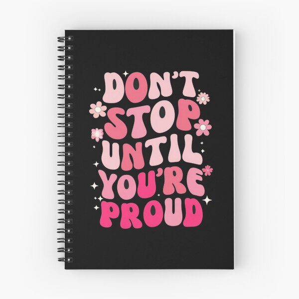 Item preview, Retro Motivational Quote – Don’t Stop Until You’re Proud | Pink Bubble Letters & Floral Sparkles designed and sold by Bright Nest Studio.
