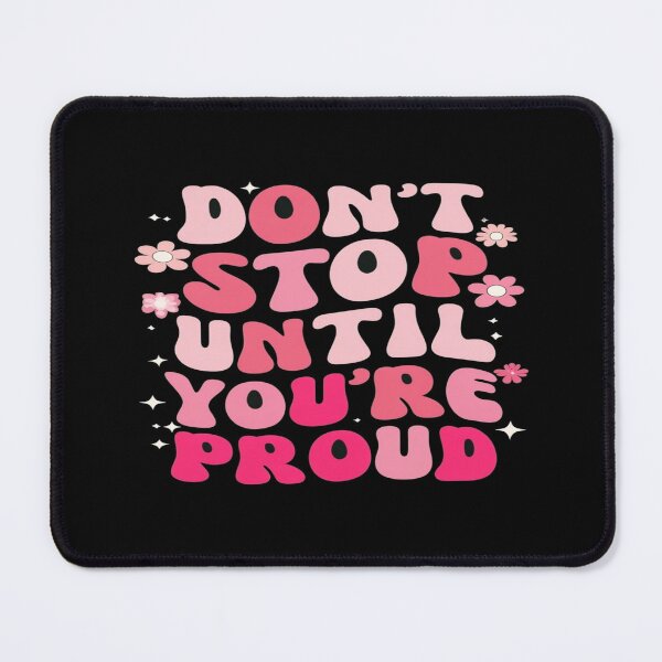 Item preview, Retro Motivational Quote – Don’t Stop Until You’re Proud | Pink Bubble Letters & Floral Sparkles designed and sold by Bright Nest Studio.