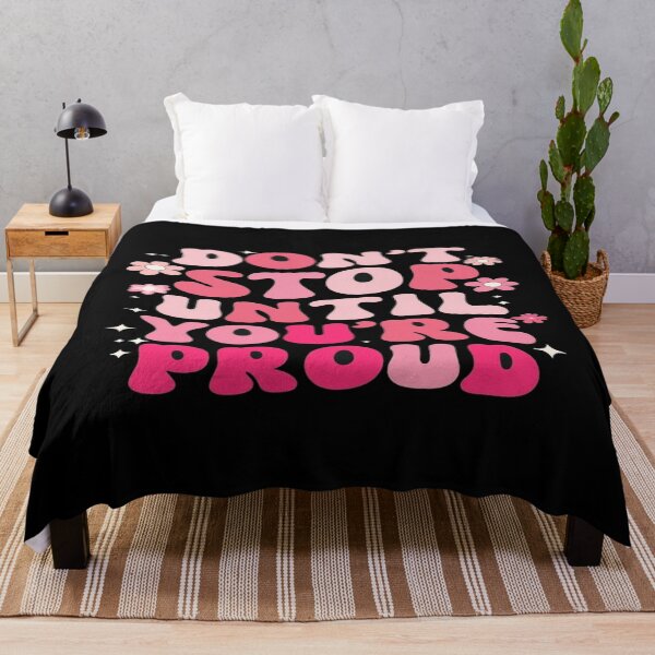 Item preview, Retro Motivational Quote – Don’t Stop Until You’re Proud | Pink Bubble Letters & Floral Sparkles designed and sold by Bright Nest Studio.