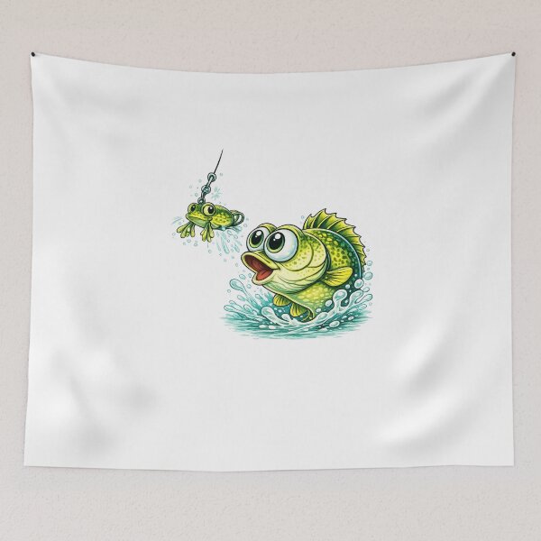 Item preview, Tempted Bass – Funny Fishing Cartoon Illustration designed and sold by Fa-Shirt01.