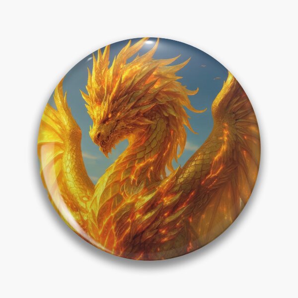 Item preview, Golden Flame Dragon – Majestic Fantasy Beast designed and sold by DrakariArt.