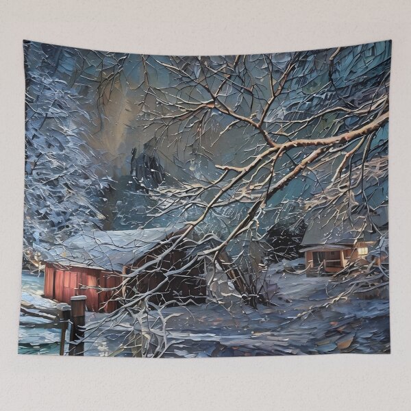 Item preview, Winter Farm at Night designed and sold by tomorrowsart.