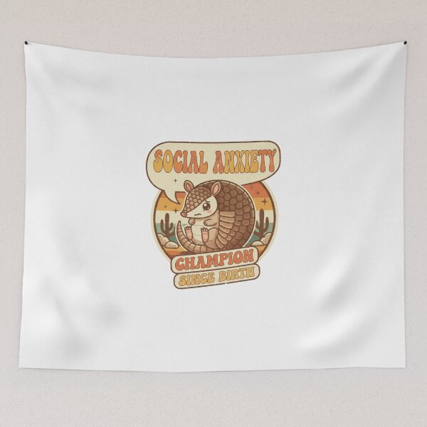 Item preview, Social Anxiety Champion Funny Armadillo Retro Vintage 70s Sticker designed and sold by Pingi-shop.