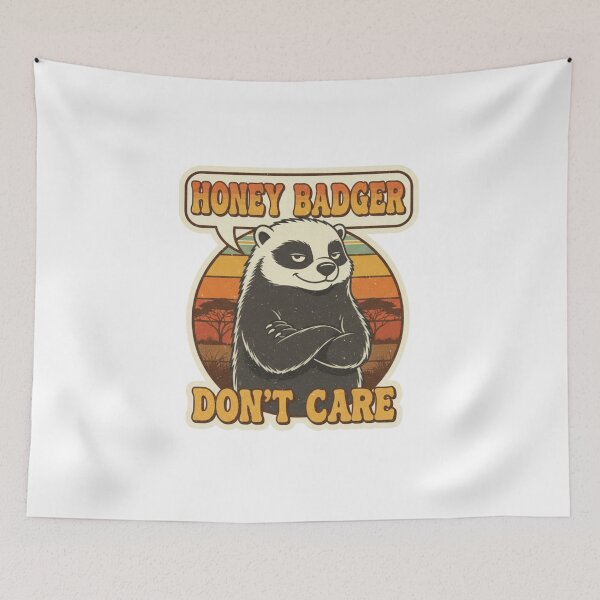 Item preview, Honey Badger Don't Care Funny Sarcastic Retro Vintage 70s Sticker designed and sold by Pingi-shop.