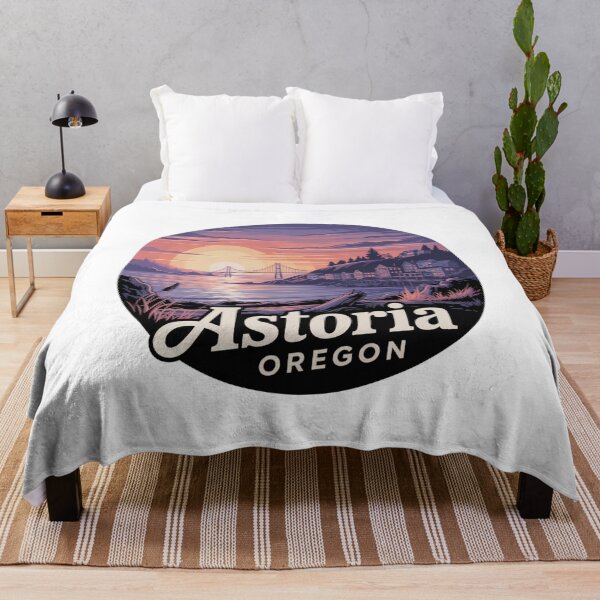 Item preview, Astoria Oregon Sunset Illustration - Coastal Bridge Landscape Art designed and sold by CircinusStore.