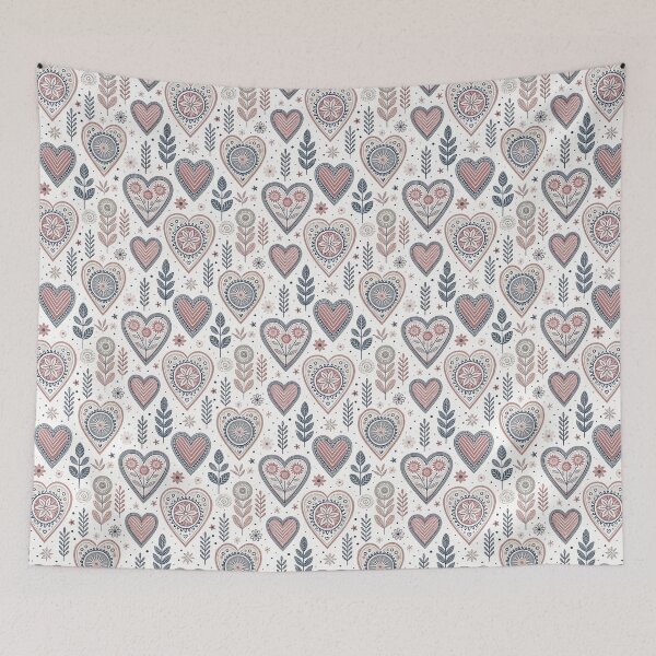 Item preview, Nordic Folk Heart Borders | Scandinavian Folk Design designed and sold by Shuga-Design.