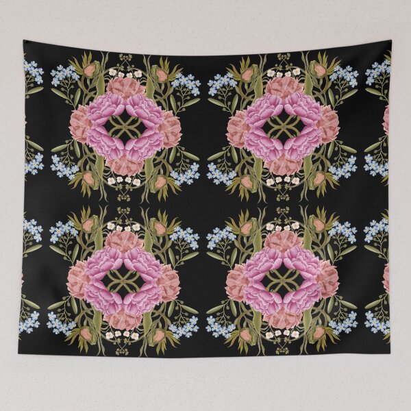 Item preview, Composición botánica con flores de acuarela de peonías, amapolas y nomeolvides. designed and sold by Grin Katalina Floral Patterns & Cozy Art.
