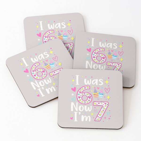 Item preview, 7 Years Old Birthday I was 6 Now I'm 7 6 7 Funny Kids Girls designed and sold by MabelWells.