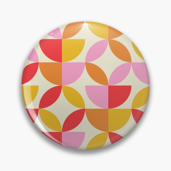 Item preview, Mid Century Half Circles And Circle Leaf in Orange Red Pink Yellow designed and sold by Yasminepatterns .