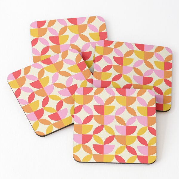 Item preview, Mid Century Half Circles And Circle Leaf in Orange Red Pink Yellow designed and sold by Yasminepatterns .