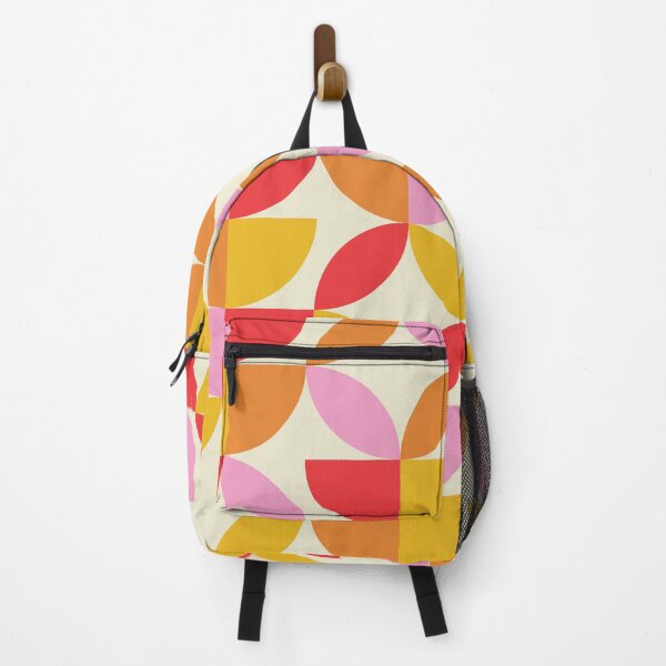 Item preview, Mid Century Half Circles And Circle Leaf in Orange Red Pink Yellow designed and sold by Yasminepatterns .