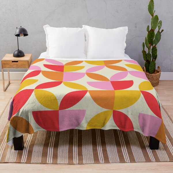 Item preview, Mid Century Half Circles And Circle Leaf in Orange Red Pink Yellow designed and sold by Yasminepatterns .