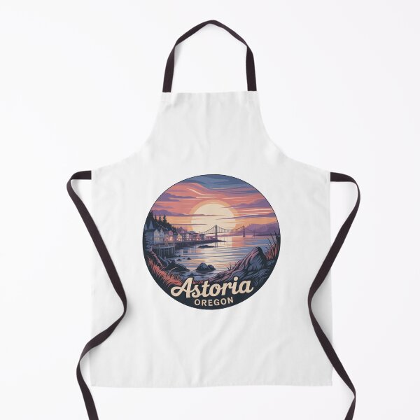 Item preview, Astoria Oregon Sunset Badge - Coastal Bridge Round Illustration designed and sold by CircinusStore.