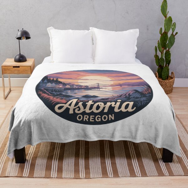 Item preview, Astoria Oregon Sunset Badge - Coastal Bridge Round Illustration designed and sold by CircinusStore.