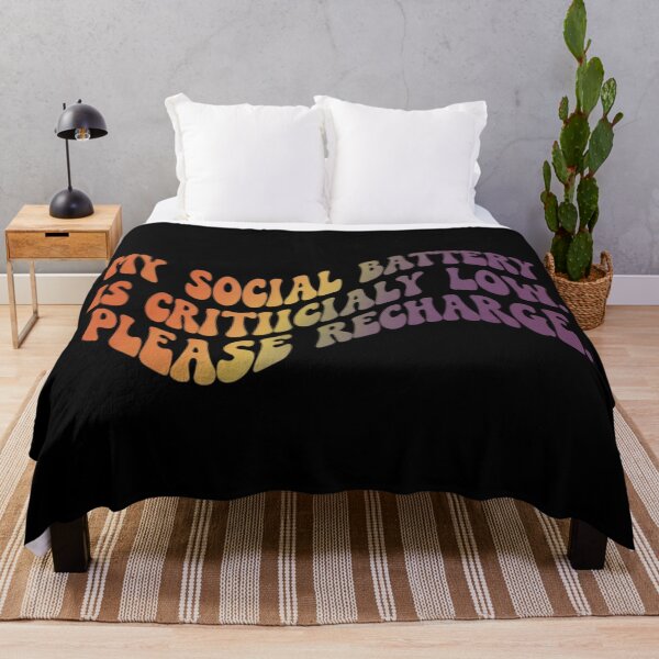 Item preview, My Social Battery Is Low Groovy Text T-Shirt designed and sold by BlissHalo.