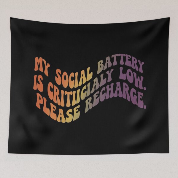 Item preview, My Social Battery Is Low Groovy Text T-Shirt designed and sold by BlissHalo.
