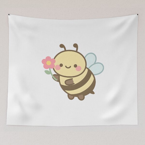 Item preview, Cute Bee with Flower – Kawaii Nature Sticker designed and sold by KawaiiOrbit.